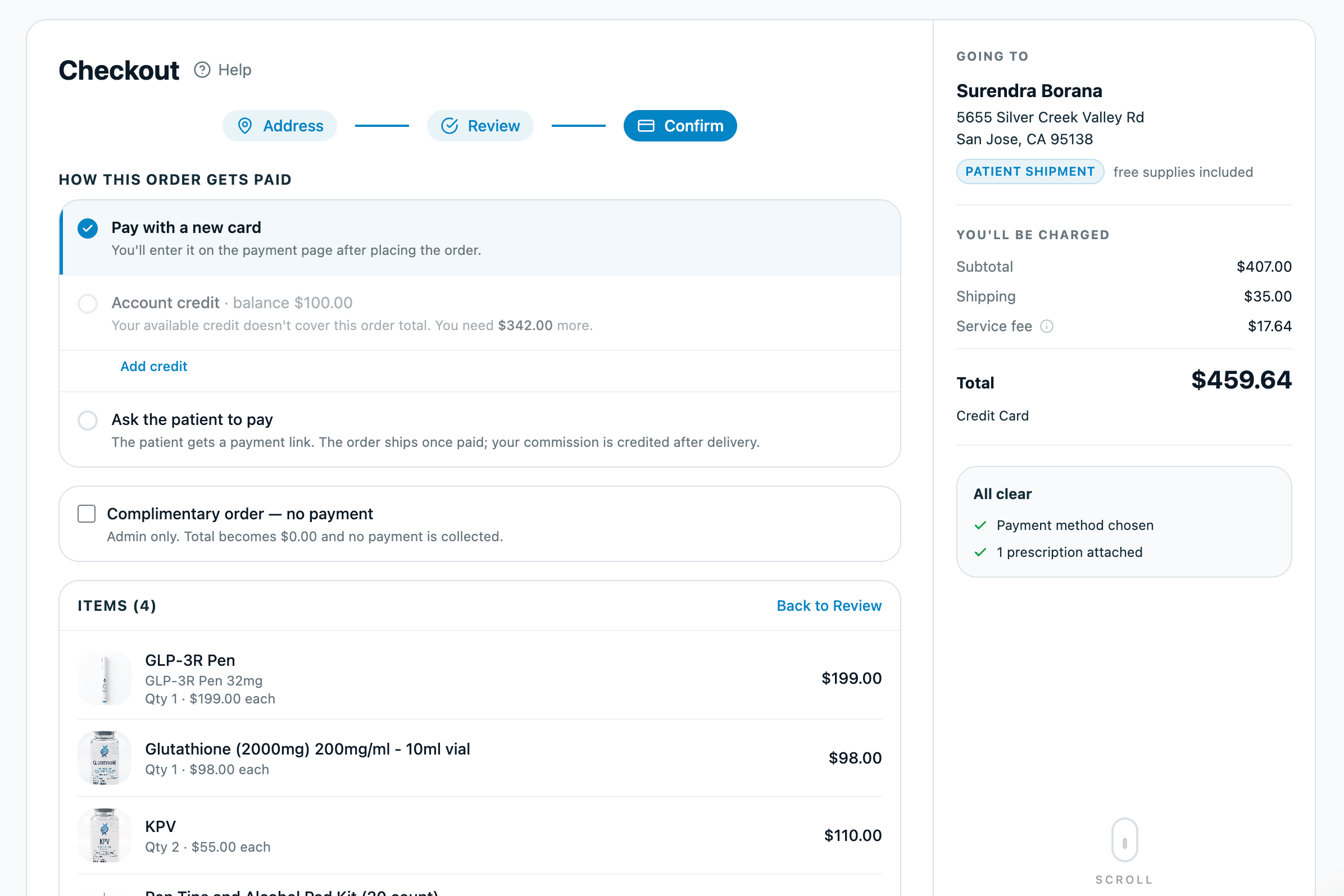 New checkout, confirm step, payment choice